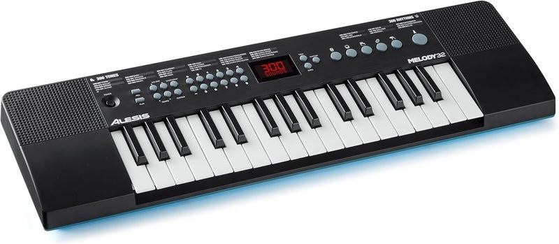 Alesis ميلودي 32 – بيانو رقمي كهربائي مع 32 مفتاح، مكبرات صوت، 300 صوت، 300 إيقاع، 40 أغنية، اتصال USB-MIDI ودروس بيانو - Image 1